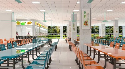 现代学校饭堂3D模型下载